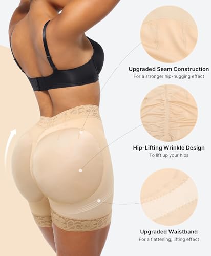 Image of SHAPELLX Butt Lifting Shapewear Tummy Control No Padding Faja Shorts | Mid Waisted Shaper, Natural Butt Lift Without Pads, 4-Bone Anti-Roll, Silicone Leg Grips, Tummy & Hip Control