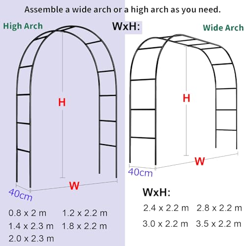 Flower Display Stand Multi-Layer with Round Buckets Plant Wheels Movable MetalOutdoor Garden Arch for Wisteria Vine Flowers Sturdy Rose Arbor Pergola for Climbing Plants Decorative Metal Arc - Image 4
