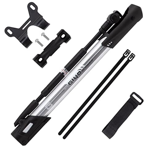 GIYO Frame Floor Pump with Gauge Portable & Lightweight Bike Tire Pump, Aluminum High Pumping Volume Presta/Schrader Frame Mounting Taiwan Made (GM-641) Cover