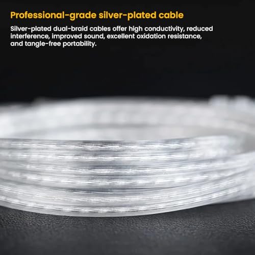 Image of CCA CRA Pro In-Ear Monitor IEM with Mic Earphone, Dynamic Driver with Dual N52 Magnets, Ultra-Thin 3.8μm Diaphragm, Zinc Alloy & Resin Shell, Silver-Plated Cable Wired IEM, 3.5mm Plug (Grey)