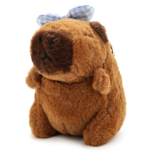 Image of 28 CM Cute Capybara Plush Keychain Soft Stuffed Animal Toy with Metal Key Ring, Kawaii Plush Bag Charm, Backpack Hanging Pendant, Car Keychain Gift for Kids, Girls, Boys & Adults
