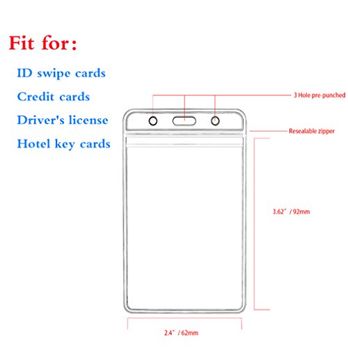 Vertical Id Badge Holders Sealable Waterproof Clear Plastic Holder, Fits Rfid/Proximity/Badge Swipe Cards Or Credit Card/Driver's License (Only Holders, 100 Pcs) #TOP2