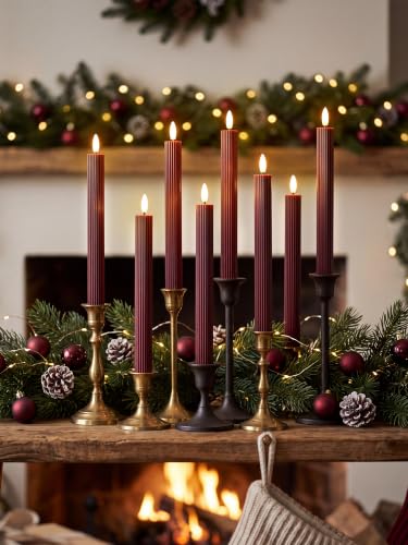 Image of Treela 36 Pcs Flameless Taper Candle,Brown, 0.8x10″, Vertical Stripes