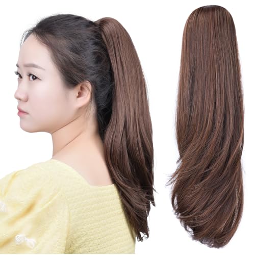 HSPCYGG Brown Ponytail Extension 18" 4.8 OZ Claw Clip In Pony Tails Synthetic Hallowmas Girls Fake Hair piece Women
