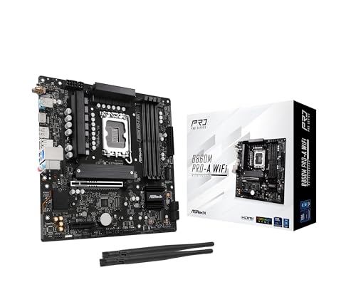 Image of ASRock B860M Pro A WiFi 6E Intel Core Ultra (Series 2) B860 DDR5 up to 8666+ (OC) MHz 256GB M.2 LGA1851 Micro ATX Motherboard BIOS Flashback SATA3 6.0 Gb /s PCIe 5.0 Realtek 2.5G LAN