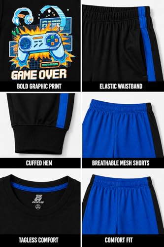 Image of Pro Athlete Boys Pants Set - 3 Piece Active Short Sleeve Graphic Tees Athletic Shorts and Jogger Sweatpants for Boys