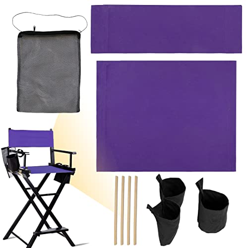 Kaegreel 5 In 1 Chair Accessories Set For Makeup Artist Chair, Purple Director Chair Replacement Cover Canvas, 2 Portable Side Storage Bags And Hanging Mesh Bag (Not Including Chair) #TOP4