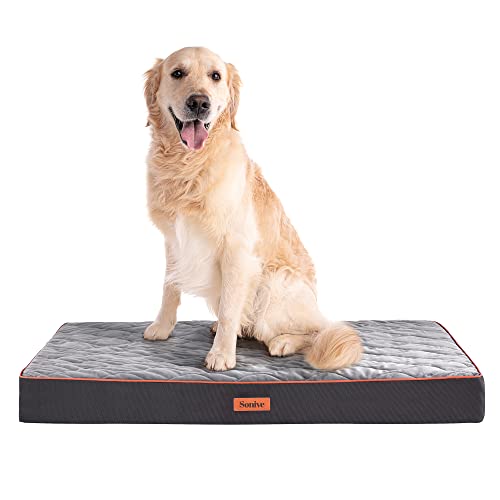 Sonive Extra Large Waterproof Orthopedic Egg Crate Foam Dog&Cat Beds Supportive Dog Bed Matt For Big Dogs Removable Washable Cover Oxford Fabric Bottom & Quilted Velvet Top, Suitable Up To 100Lbs #TOP15