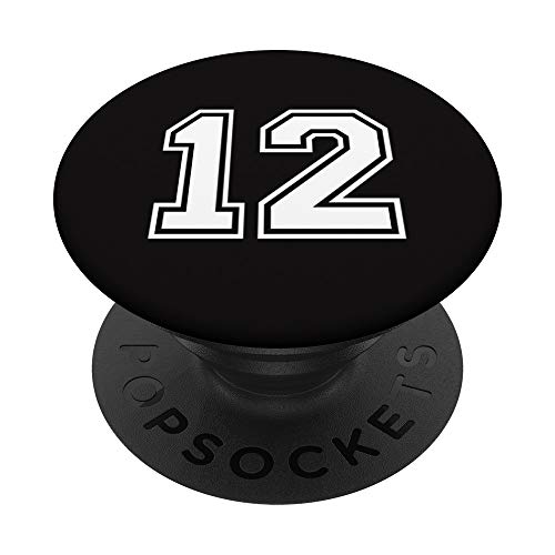 Ice Hockey Personalized Jersey No #12 Puck Number 12 Gift PopSockets PopGrip: Swappable Grip for Phones & Tablets