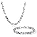 Men's Stainless Steel Mechanic Chunky Byzantine Chain Bracelet and Necklace Jewelry Set, 9"
