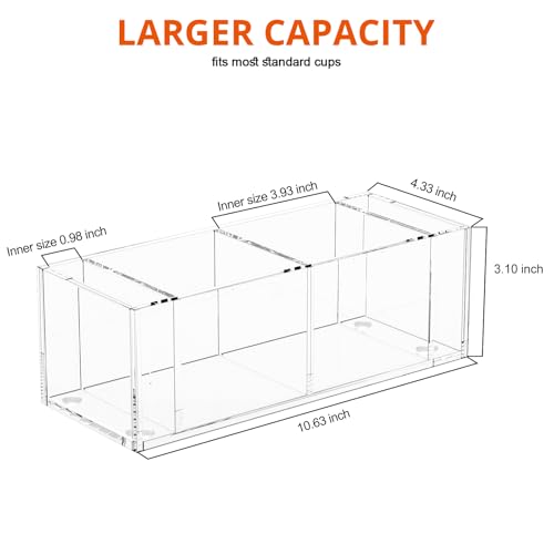 Richboom Cup Holder with Marker Slot - Double Plastic Cup Holder Clear Acrylic Countertop Disposable Coffee Cup Dispenser Mark Your Cup and Drink Up Party Accessory Social Gathering Housewarming Gift by Richboom - Used condition - Image 2
