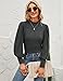 Qirno Womens Turtle Necks Long Sleeve Blouse Mock Neck Bishop Sleeve Tops Fall Fashion Shirt 2022 Dark Grey Large