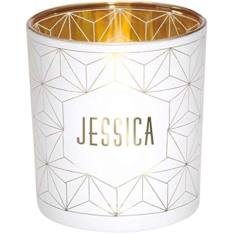 Draeger Paris JESSICA Tealight Holder in White Glass and Gold, H8 x L7.5 cm Cover