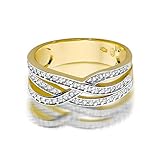 Anillo de compromiso para mujer, oro amarillo 585 de 14 quilates, diamantes naturales