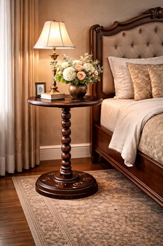 Image of Wooden Nesting Table, End Table for Living Room Side Table for Bedroom Pedestal Modern Coffee Table (Brown)