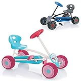 LAUFLEISE: Die breiten Kunststoffräder mit EVA-Bereifung geben dem Mini Gokart eine gute Bodenhaftung und laufen leise.