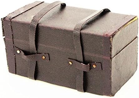 Miniatura 5 de EatingBiting Casa de muñecas en miniatura Accesorios de muebles de muñecas 1:12 casa de muñecas en miniatura vintage marrón Lugguage Box maletero,