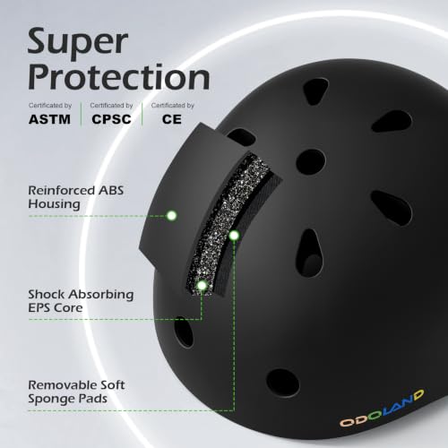 Image of Odoland Kids Bike Helmet for Boy Girl Age 3-8 for Cycling, Scooter, Skating