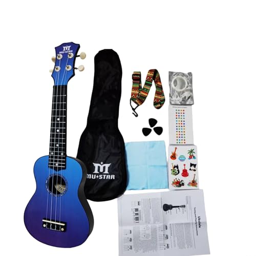 soprano ukulele starter kit blue with gig bag picks strap and learning guide