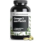 Natural Elements Omega 3 – 365 Kapseln – 2000mg Fischöl pro Tag