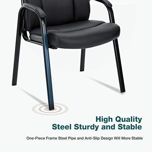 Olixis Guest Chair - Reception Chair Set Of 2, Waiting Room Chair Pu Leather Meeting Chairs Executive Chair With Lumbar Support And Padded Armrest, Black #TOP5