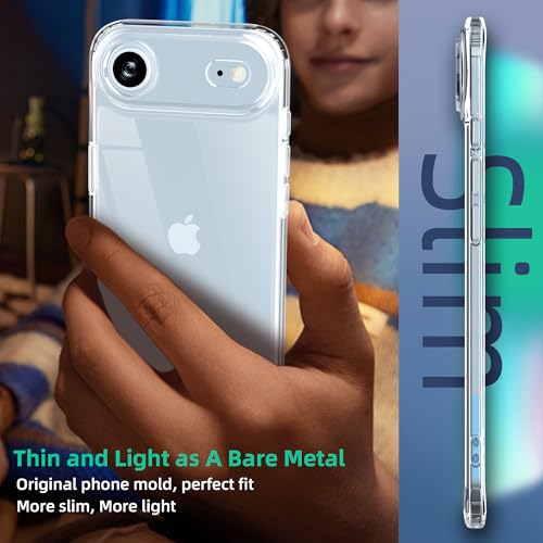 Image of ONES iPhone 17 Air / 17 Air Slim Case Clear, PC + TPU Hybrid, Military-Grade Drop Protection, Anti-Yellowing, Anti-Slip, Shockproof Silicone Hard Cover