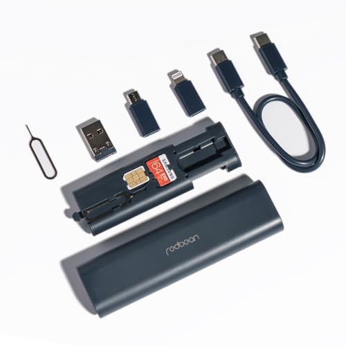 REDBEAN 7in1 旅行用マルチケーブルキット H1T7 (ブルー) 軽量・コンパクト | USB-C、ライトニング8ピン、マイクロ5ピン充電対応 | 高速データ転送 | SDカード・SIMカード収納 | 60W急速充電対応