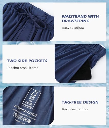 BAMBOO COOL Men's Pajama Pants Cooling Lounge Sleep Short Bottoms Soft Comfy Summer Pj Shorts Sleepwear Pajamas with Pockets4