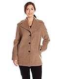 Calvin Klein Women's Plus Size Single Breasted Wool Coat, Oatmeal, 1X