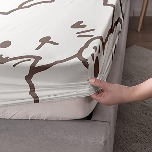 Cvhouse Kawaii Cat Bed Set Sheets Twin Size,Kawaii Cartoon Cat Bedding Sets For Girls Kids Teens,Cute Cat Fitted Sheet Sets,1 Flat Sheet & 1 Fitted Sheet With 2 Pillow Cases - 4 Pieces #TOP3