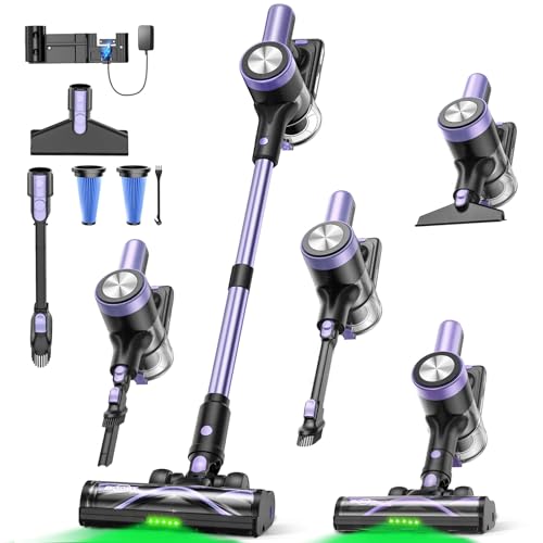 Cordless Vacuum Cleaner, 46KPa/500W Stick Vacuum with 55 Mins Runtime,