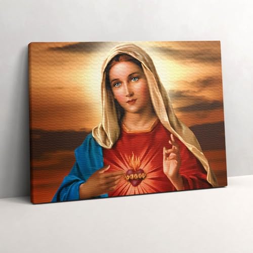 Tableaux Cœur Immaculé de la Vierge Marie Cadeau Baptême Communion 80x60