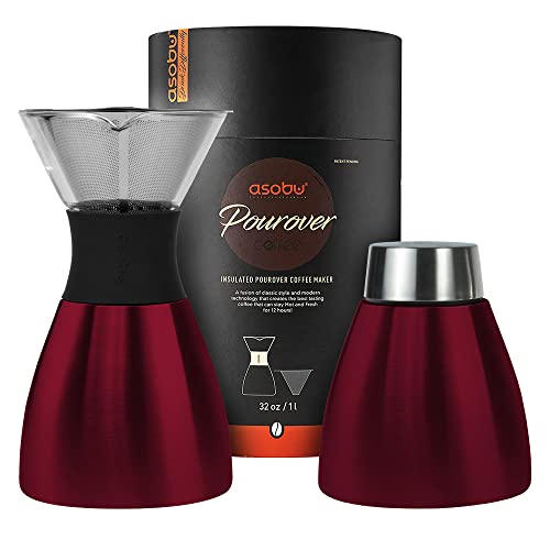 asobu Insulated Pour Over Coffee Maker (32 oz.) Double-Wall Vacuum,