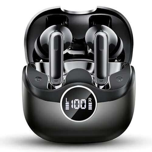 Adaptive Hybrid Active Noise Canceling 2026 Wireless Earbuds, 6 Mics ENC Clear Call Ear Buds, Hi-Res Audio Deep Bass Bluetooth 5.4 Headphones, 40H Playtime, Wireless Charging, LED, USB-C, Black