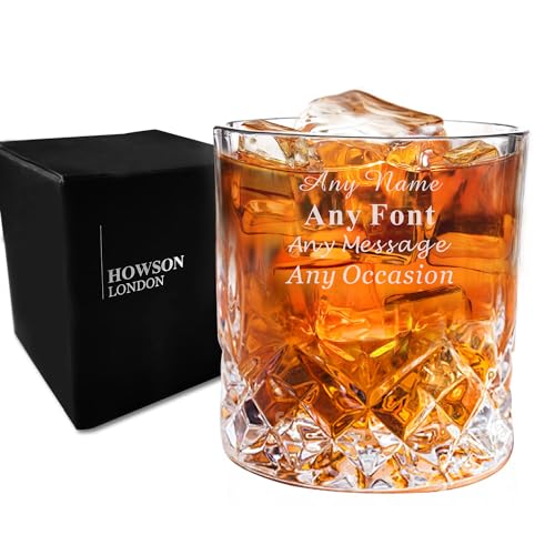 Personalised Whiskey Glass for Men Engraved Whiskey Tumbler Glass Personalised Gifts for Men Personalised Glasses 7oz/210ml Fathers Day Birthday Christmas Wedding Best Man Groomsmen Gift (Any Text)