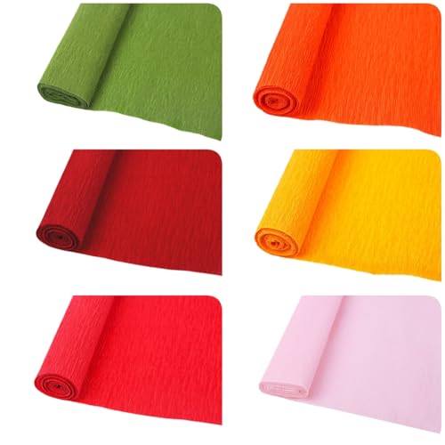 Kits de fabricação de flores de papel crepe, 6 rolos de papel enrugado, 50 peças, fio de ferro flora