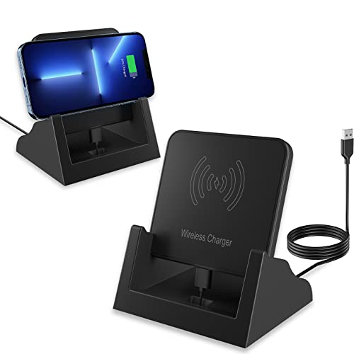 Cargador Inalámbrico,Soporte de Carga Inalámbrica Rápida con Certificación Qi de 15W,para iPhone 14,13,13 Pro MAX,SE,11,11 Pro,11 Pro MAX,XR,XS MAX, Carga Rápida de 10W Galaxy S20 (NO AC Adaptador) Cover