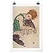 Bilderwelten Poster - Egon Schiele - Donna Seduta con Un Ginocchio Up - Carta Opaca 30 x 20cm