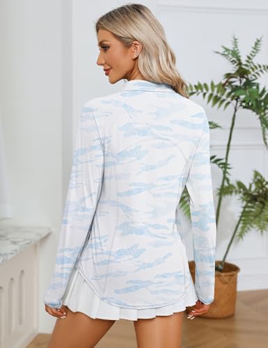 Image of LOMON Women Long Sleeve Shirts Sun Protection 1 /4 Zip Summer Quick Dry Hiking Shirts Quarter Zip Pullover for Women