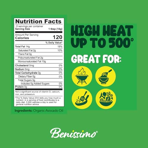 Benissimo 100% Aceite de Aguacate Orgánico Puro 16.9 Fl Oz miniatura 2