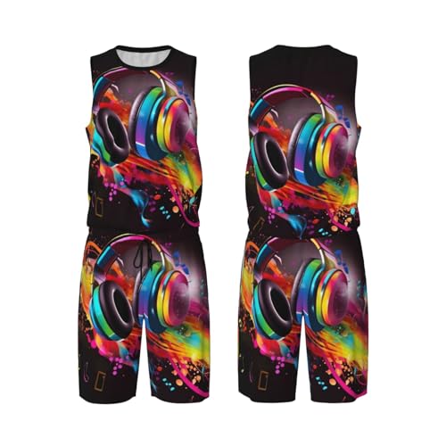 Maillot de basket-ball musical coloré homme vêtement sport gilet athlétique short 2 pièces