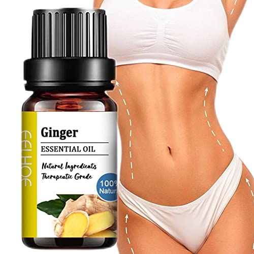 chuty Huile de gingembre naturelle pour le drainage lymphatique, huile essentielle de gingembre pour perte de poids, massage, huile de gingembre 10 ml Cover
