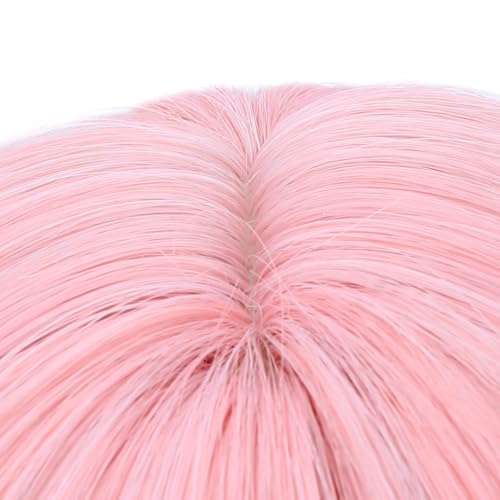 Image of PATTNIUM Light Pink Bob Wig for Girls Short Bob Wig with Bangs Synthetic Heat Resistant Wig with Wig Cap
