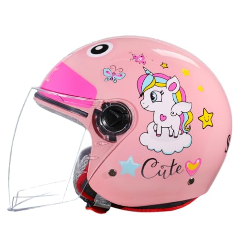Casco De Moto para Niños, Niñas, Niños, Casco Jet Infantil Homologado ECE con Visera, Casco De Scooter, Casco De Scooter Infantil, Casco De Ciclomotor, Casco De Bicicleta J,49-55CM