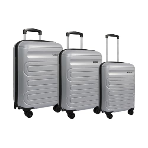 Image of Police Novex Hard PP Check-in Trolley Bag | Lightweight Travel Suitcase with TSA Lock & 8 Smooth Spinner Wheels | Durable Large Luggage for Men & Women | Grey (Set of 3)