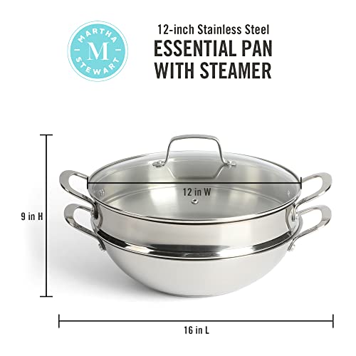 Marthastewartcastelle12188stainlesssteelinductionsafemultipurposeessentialpanwsteamer  Urban Country Home Decor Martha stewart castelle 12 188 stainless steel induction safe multi purpose essential pan wsteamer  urban country home decor