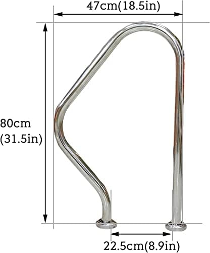 Handrails Durable Pool Safety Handrails Pool Handrails Pool Deck Handrails Handrails with Grip Covers + Pool Skimmer (B)