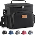 Lifewit Insulated Lunch Bag for Men, Reusable Lunch Box Women, Portable Cooler Freezable Soft Tote Bag Leakproof with Adjustable Shoulder Strap for Adult/Kid for Work/Picnic/School,Black 9L