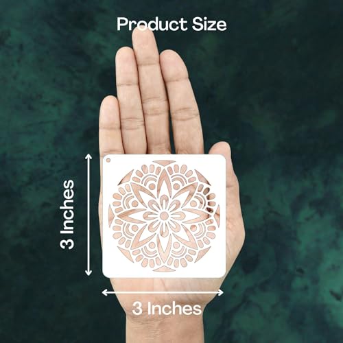 CrafTreat 36 Pieces Mandala Stencils for Painting on Wood (3x3), DIY Reusable Stencils for Crafts, Kids, Walls, Decoration, Elegant Mandala Stencils for Dot Painting