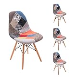 Pack de 4 Sillas de comedor o cocina COOL tapizadas en tela patchwork inspiradas en la silla Tower